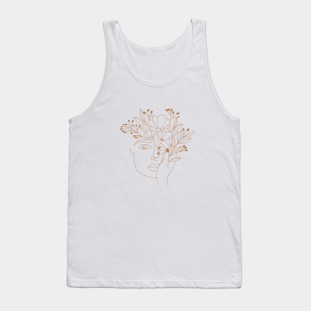 women floral face line art Tank Top by Charith